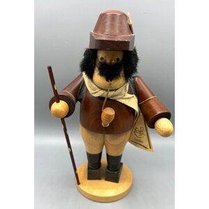 Christian Erzgebirge German Wooden Incense Smoker Figurine Hiker